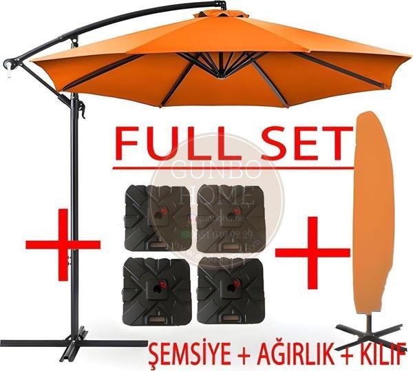 Gunbo Home 3 Mt 8 Kaburga Full Demir 21 Kg Turuncu Bahçe Şemsiyesi Full Set Havuz Şemsiyesi Büyük Şemsiye Turuncu - Image 1