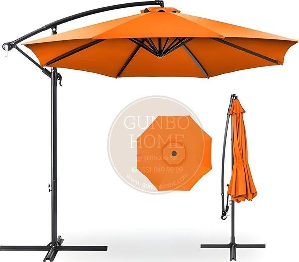 Gunbo Home 3 Mt 8 Kaburga Full Demir 21 Kg Turuncu Bahçe Şemsiyesi Turuncu - Image 1