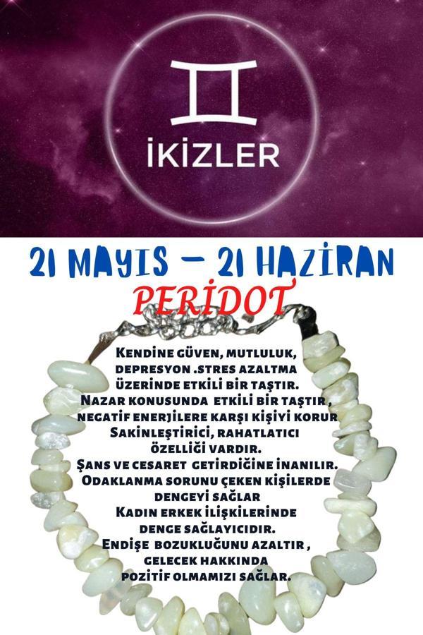 Sertifikalı Ikizler Burcu Burç Bilekliği Olivin Peridot - Image 1