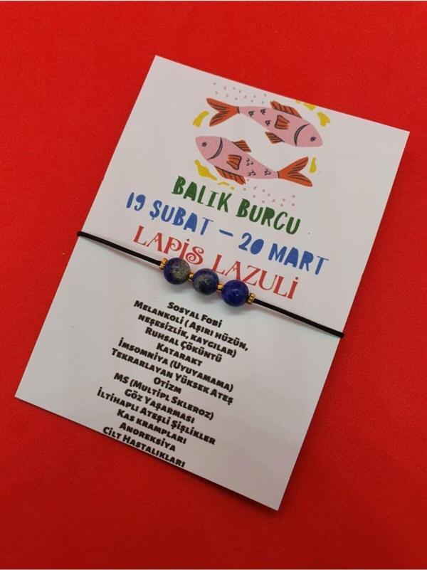 Sertifikalı Balık Burcu Lapis Taşı Doğal Taş Bileklik - Image 1
