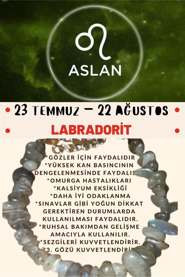 Sertifikalı Burç Taşı Aslan Burcu Labradorit Taşı Bileklik - Image 1