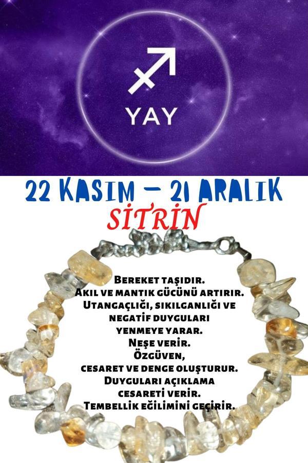 Sertifikalı Burç Taşı Yay Burcu Sitrin Taşı Bileklik - Image 1