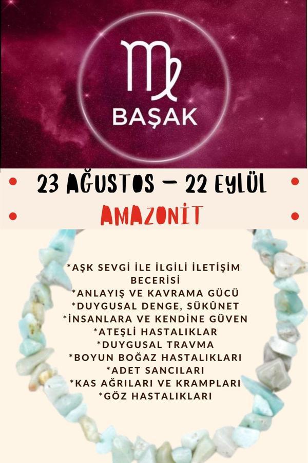 Sertifikalı Burç Taşı Başak Burcu Amazonit Taşı Bileklik - Image 1