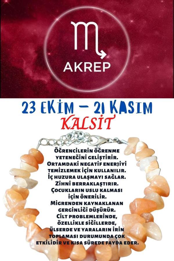 Sertifikalı Burç Taşı Akrep Burcu Kalsit Taşı Bileklik - Image 1
