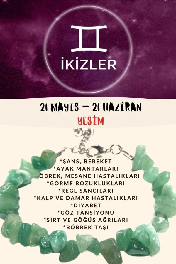 Sertifikalı Burç Taşı Ikizler Burcu Yeşim Taşı Bileklik - Image 1