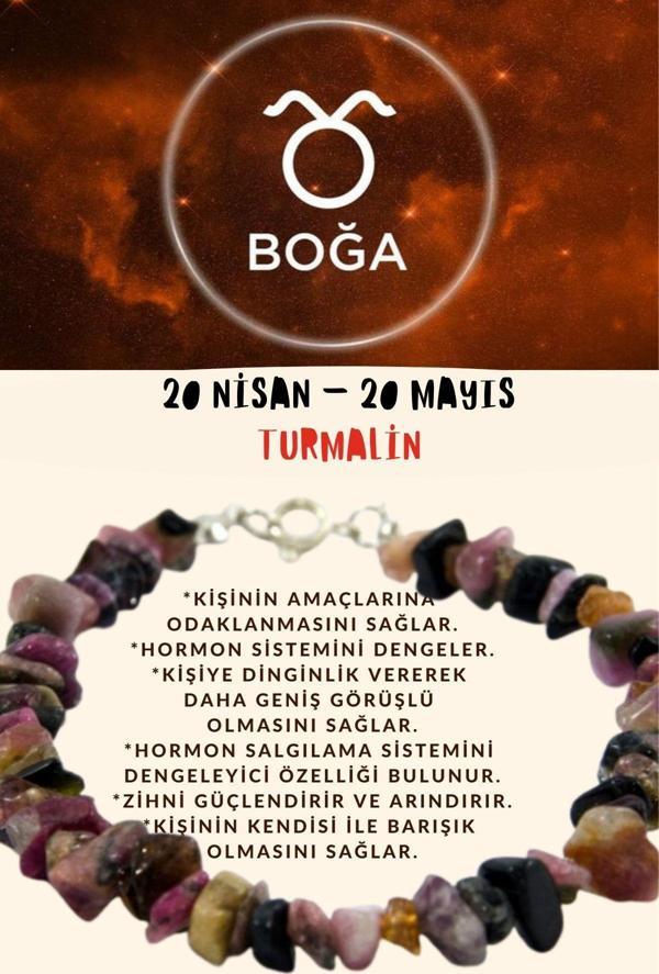 Sertifikalı Burç Taşı Boğa Burcu Turmalin Taşı Bileklik - Image 1