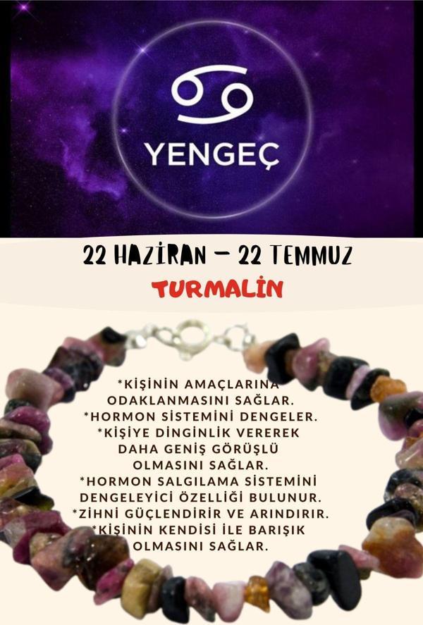 Sertifikalı Burç Taşı Yengeç Burcu Turmalin Taşı Bileklik - Image 1