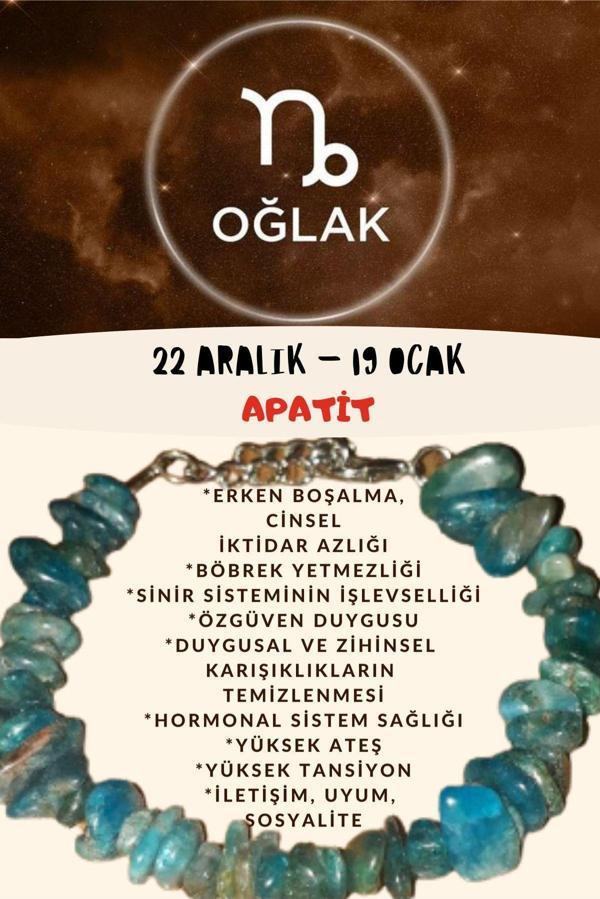 Sertifikalı Burç Taşı Oğlak Burcu Apatit Taşı Bileklik - Image 1