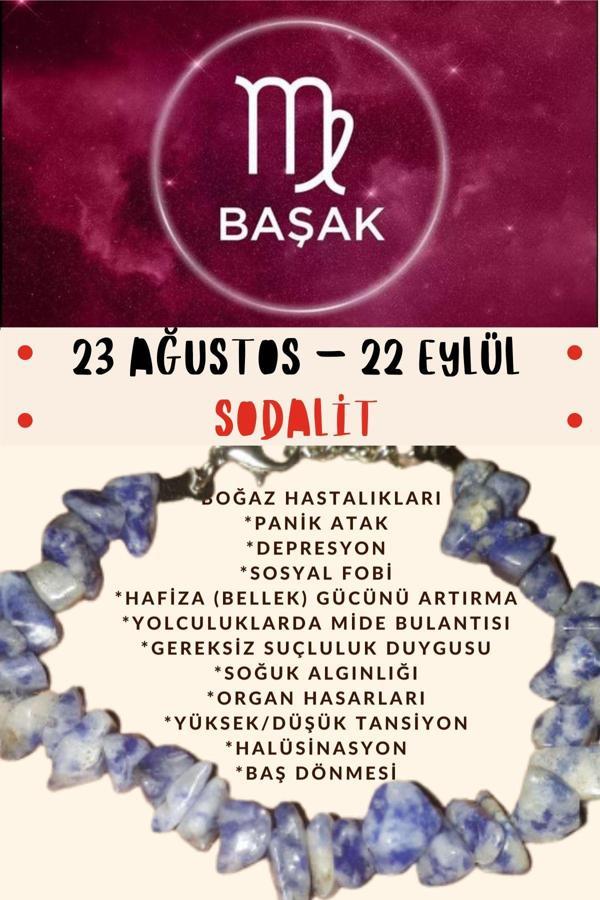 Sertifikalı Burç Taşı Başak Burcu Sodalit Taşı Bileklik - Image 1