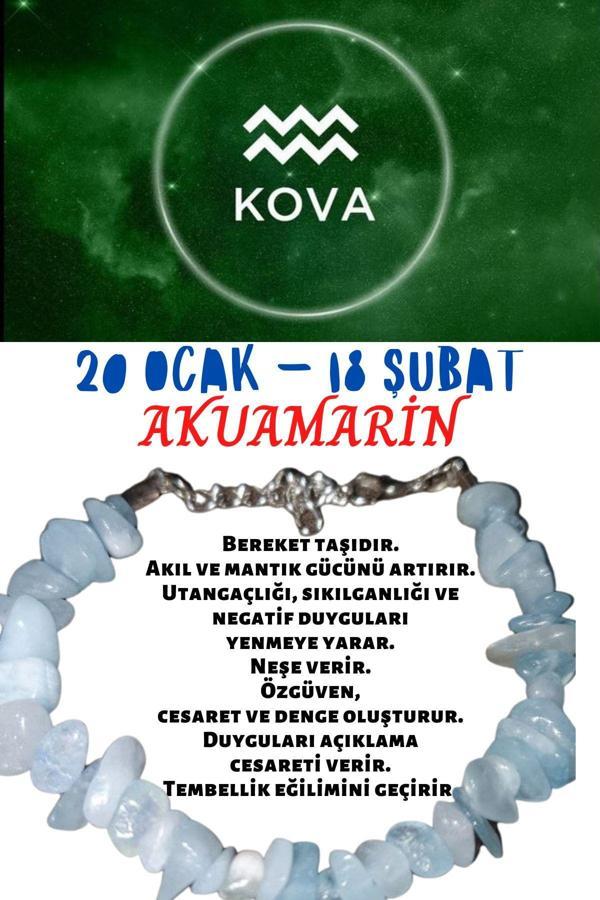 Sertifikalı Burç Taşı Kova Burcu Akuamarin Taşı Bileklik - Image 1