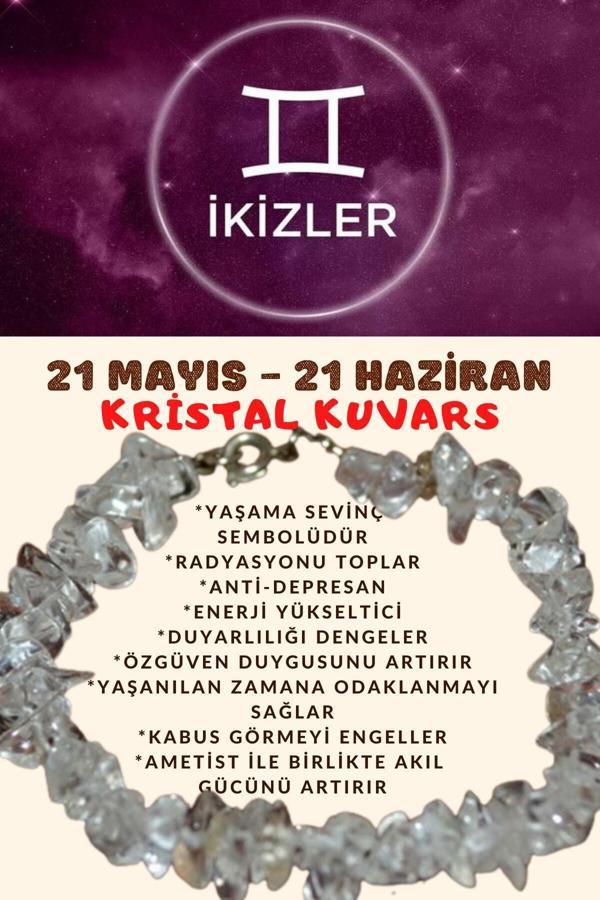 Sertifikalı Burç Taşı Ikizler Burcu Kristal Kuvars Taşı Bileklik - Image 1