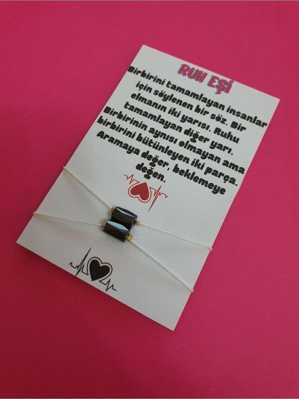 Ruh Eşi Hematit Mıknatıslı Çift Bilekliği Doğal Taşlı İp Bileklik - Image 1