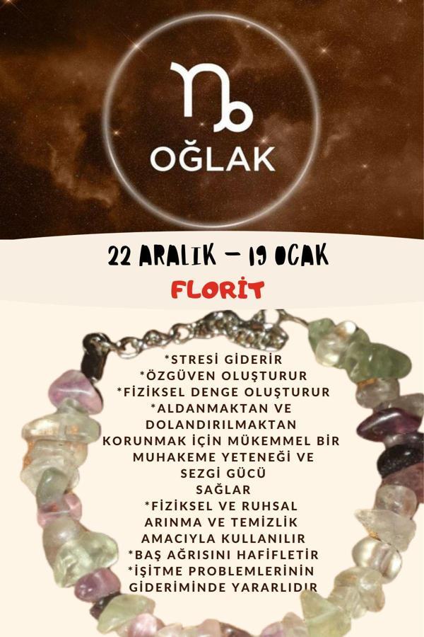 Sertifikalı Burç Taşı Oğlak Burcu Florit Taşı Bileklik - Image 1