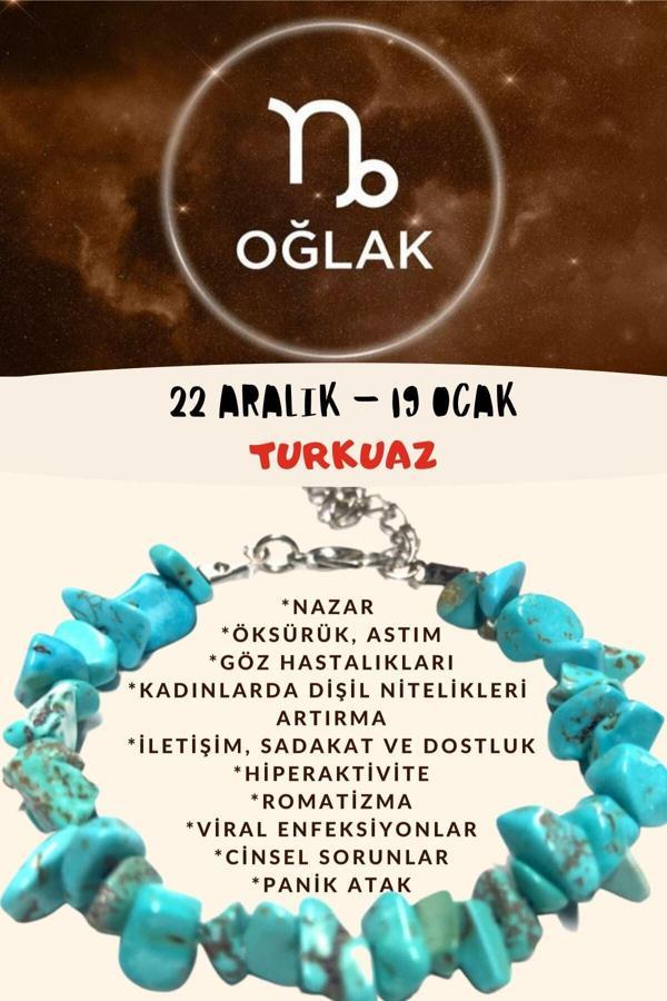 Sertifikalı Burç Taşı Oğlak Burcu Turkuaz Taşı Bileklik - Image 1
