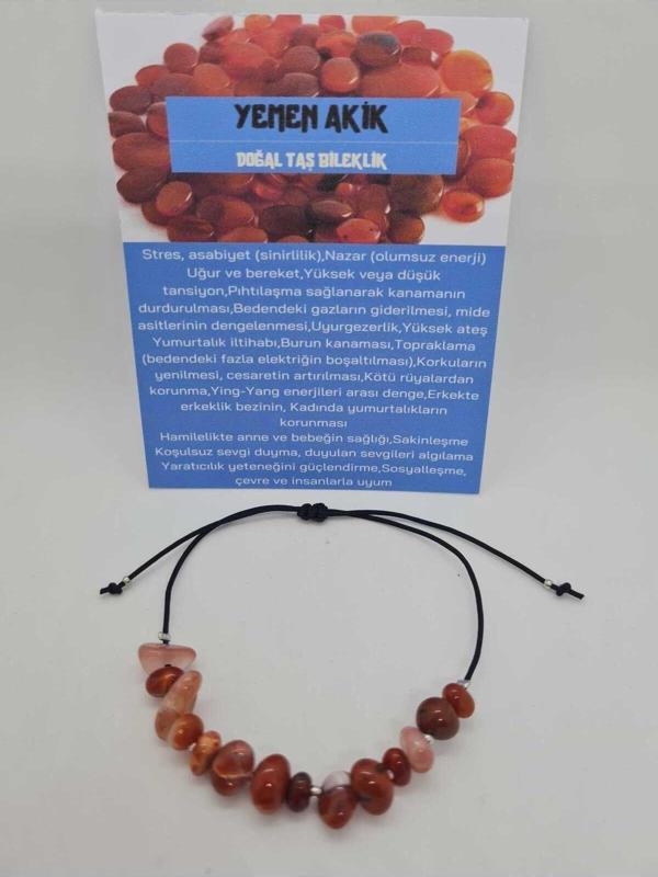 Doğal Yemen Akik Taşı Bileklik Orijinal Doğal Taş - Image 1