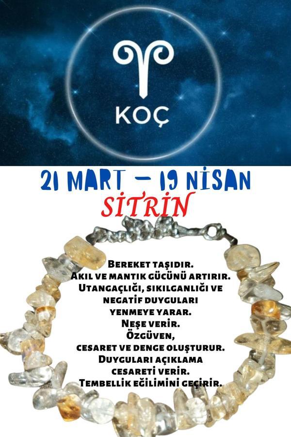 Sertifikalı Burç Taşı Koç Burcu Sitrin Taşı Bileklik - Image 1