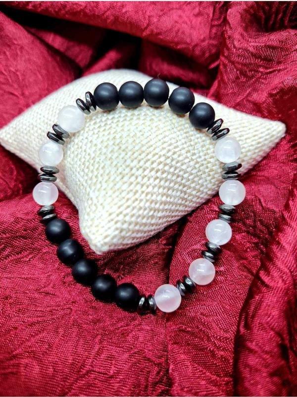 Selenit & Hematit & Oniks Doğal Taş Bileklik - Image 1