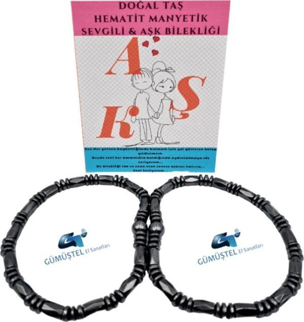 Manyetik Hematit Doğal Taşlı Aşk & Sevgili Bilekliği - Image 1
