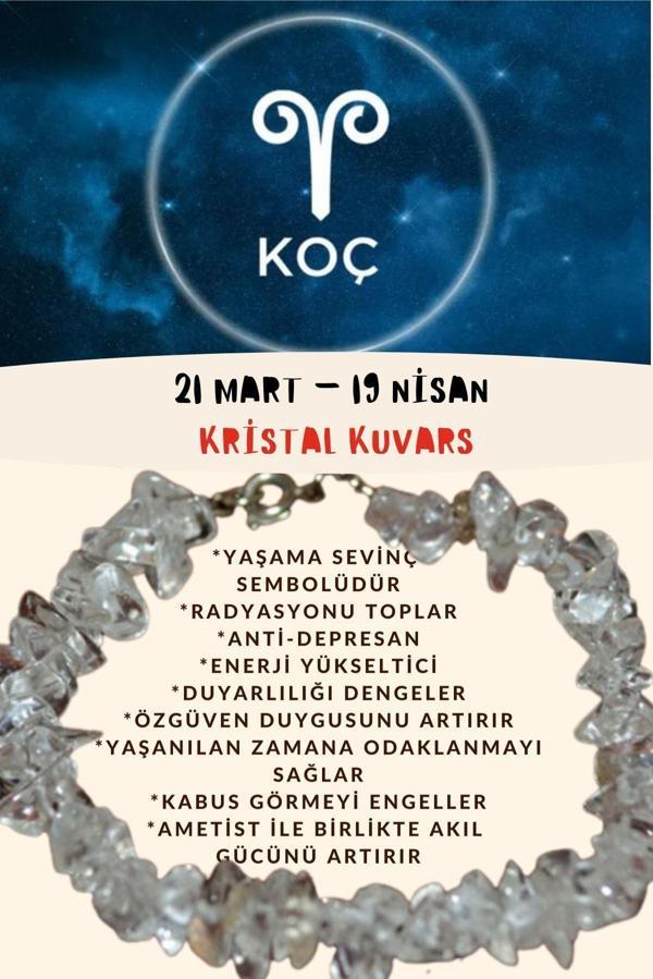 Sertifikalı Burç Taşı Koç Burcu Kristal Kuvars Bileklik - Image 1