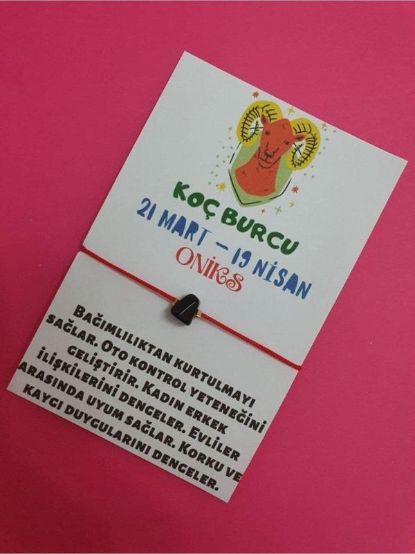 Koç Burcu Oniks Doğal Taşlı İp Burç Bilekliği - Image 1