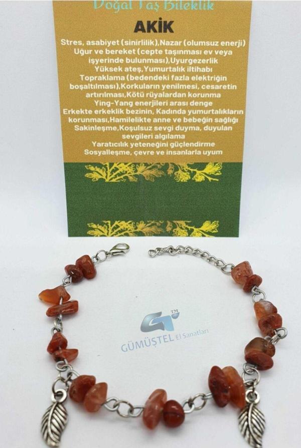 Sertifikalı Akik Taşı Bileklik Orijinal Doğal Taş Bileklik - Image 1