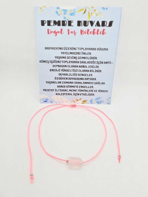 Pembe Kuvars Doğal Taş Bileklik Aaa Kalite - Image 1