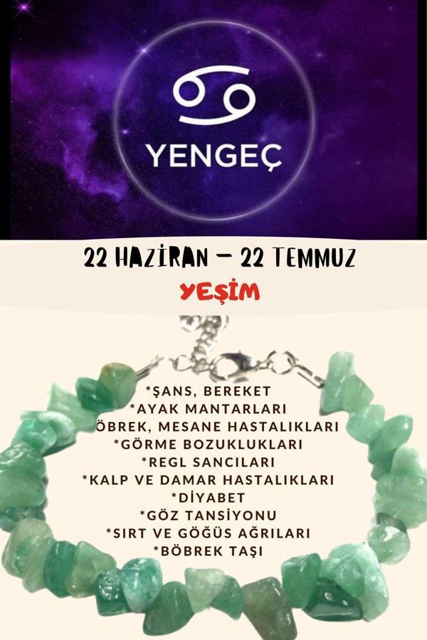Sertifikalı Burç Taşı Yengeç Burcu Yeşim Taşı Bileklik - Image 1