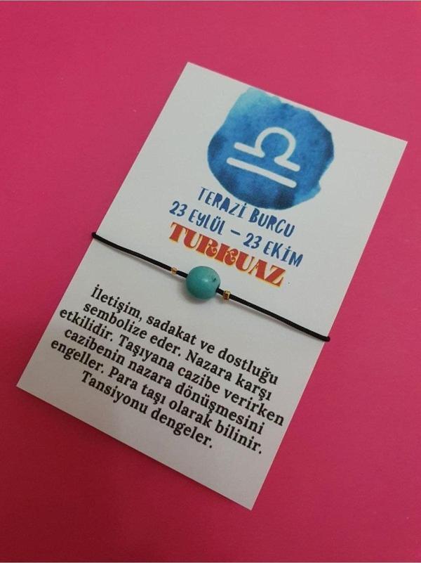 Terazi Burcu Turkuaz Doğal Taş İp Burç Bilekliği - Image 1