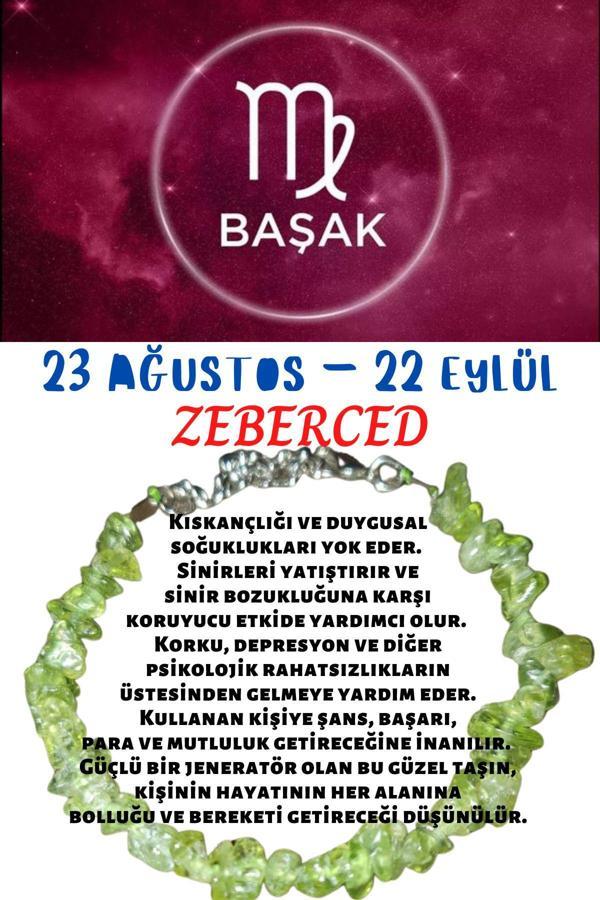 Sertifikalı Burç Taşı Başak Burcu Zeberced Taşı Bileklik - Image 1