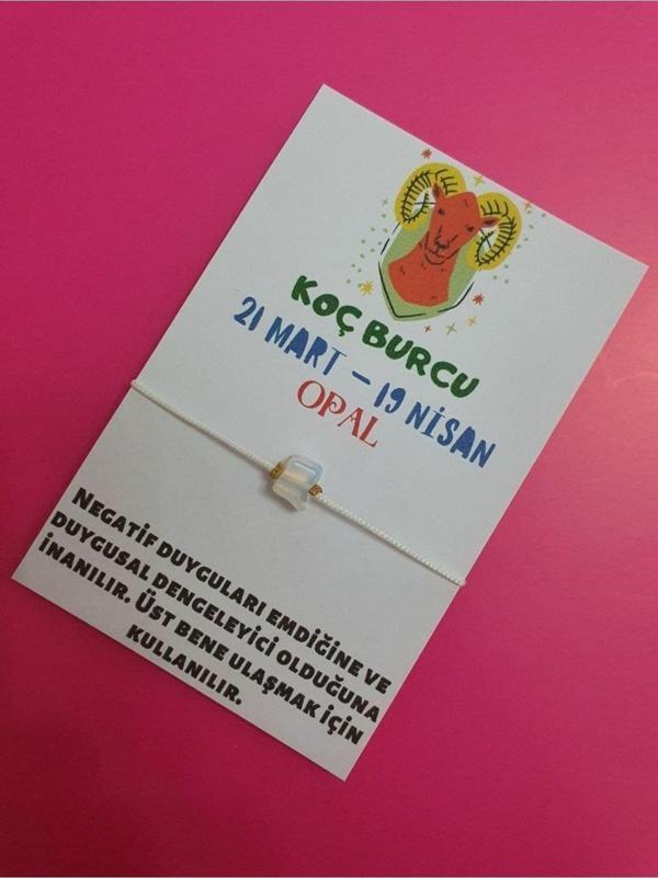 Koç Burcu Opal Doğal Taşlı İp Burç Bilekliği - Image 1