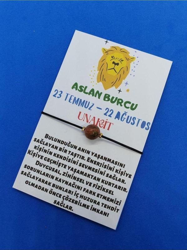 Aslan Burcu Unakit Doğal Taş İp Burç Bilekliği - Image 1