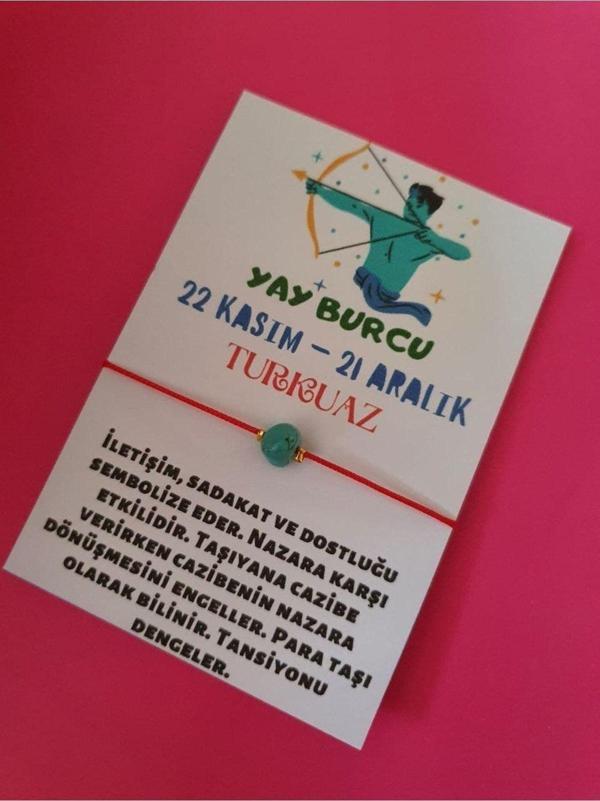 Yay Burcu Turkuaz Doğal Taşlı İp Burç Bilekliği - Image 1