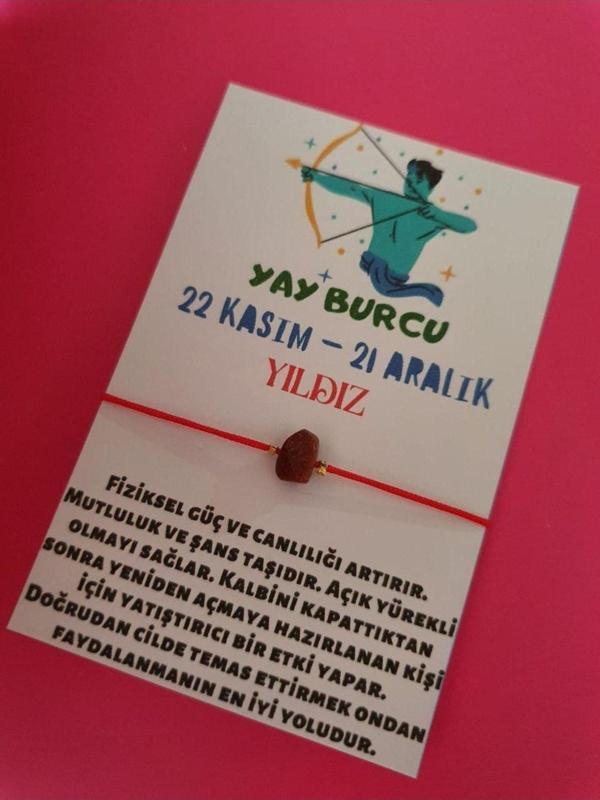 Yay Burcu Yıldız Doğal Taş İp Burç Bilekliği - Image 1