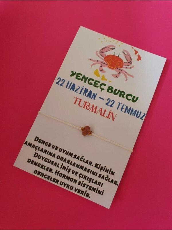 Yengeç Burcu Turmalin Doğal Taşlı Ip Burç Bilekliği - Image 1