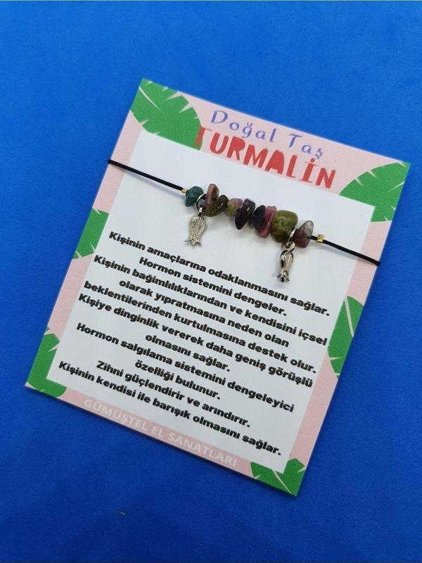 Turmalin Doğal Taş Bileklik Kelebek Detaylı Orijinal Doğal Taş - Image 1