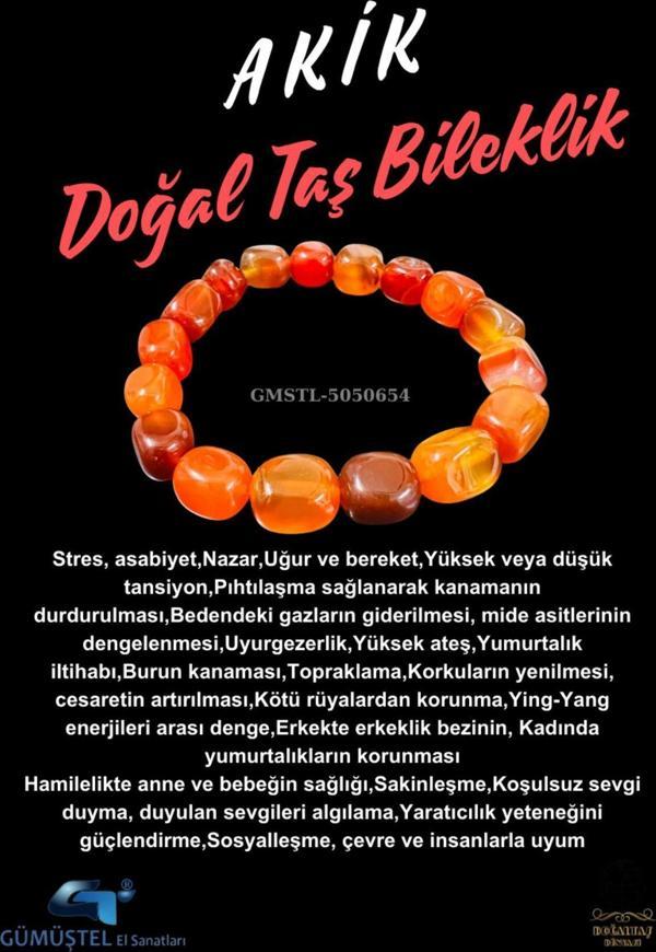 Sertifikalı Akik Doğal Taş Şekilsiz Bileklik - Image 1