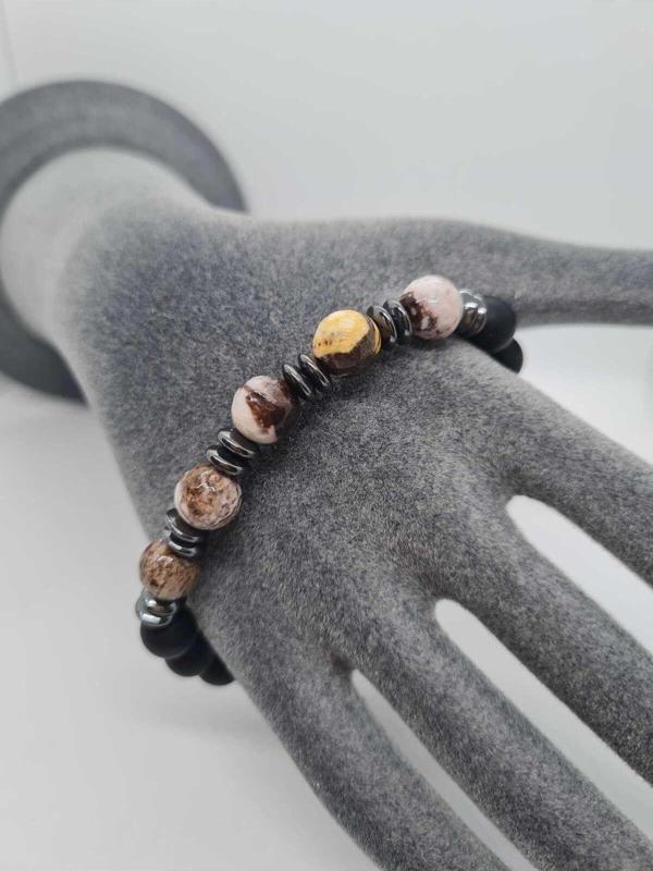 Jasper Hematit  Oniks Doğal Taş Bileklik Tasarım - Image 1