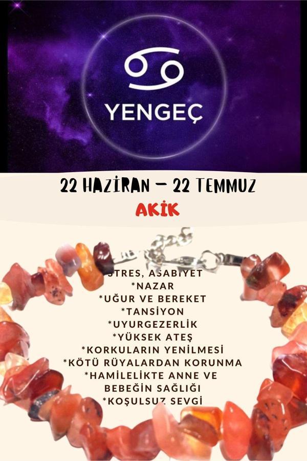 Sertifikalı Burç Taşı Yengeç Burcu Akik Taşı Bileklik - Image 1