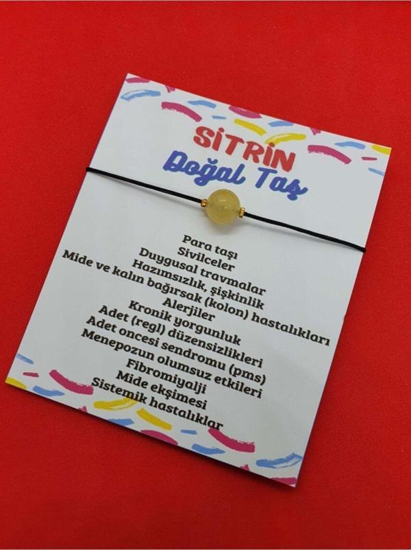 Sertifikalı Sitrin Doğal Taş Bileklik Makrome Ip Ayarlamalı Orijinal Doğal Taş - Image 1