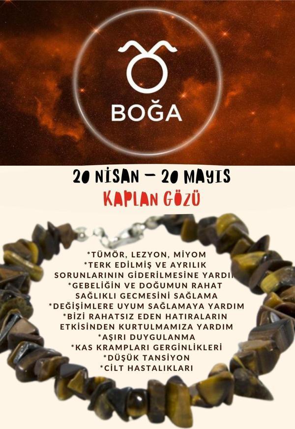 Burç Taşı Boğa Burcu Kaplan Gözü Taşı Bileklik - Image 1