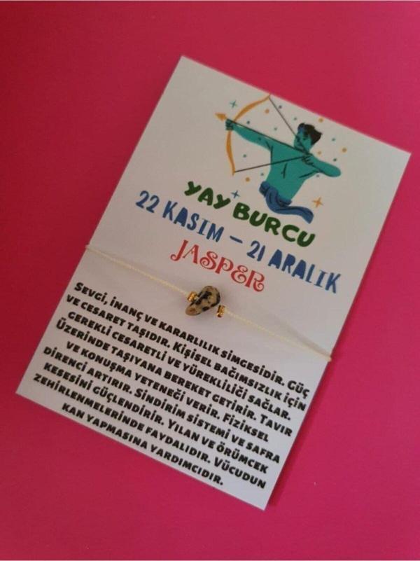 Sertifikalı Yay Burcu Jasper Doğal Taşlı Ip Burç Bilekliği - Image 1