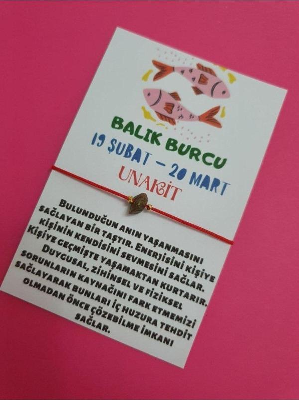 Balık Burcu Unakit Doğal Taşlı İp Burç Bilekliği - Image 1