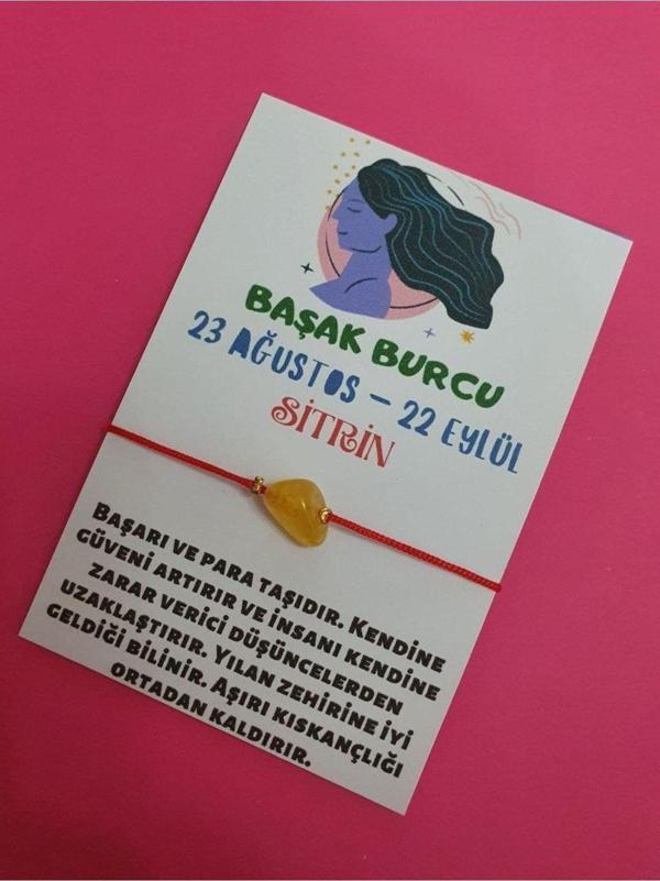 Başak Burcu Sitrin Doğal Taşlı İp Burç Bilekliği - Image 1