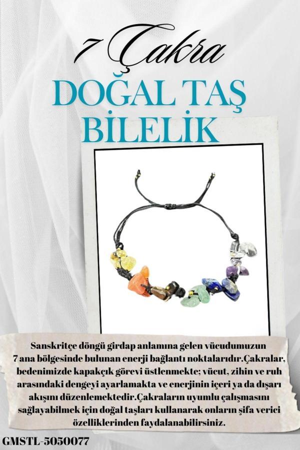 Sertifikalı Doğal Taş 7 Çakra Bileklik Özel Tasarım El Yapımı Asansör Kilit Sistemi - Image 1