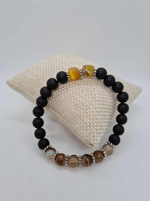 Yosunlu Akik ve Oniks Doğal Taş Bileklik - Image 1