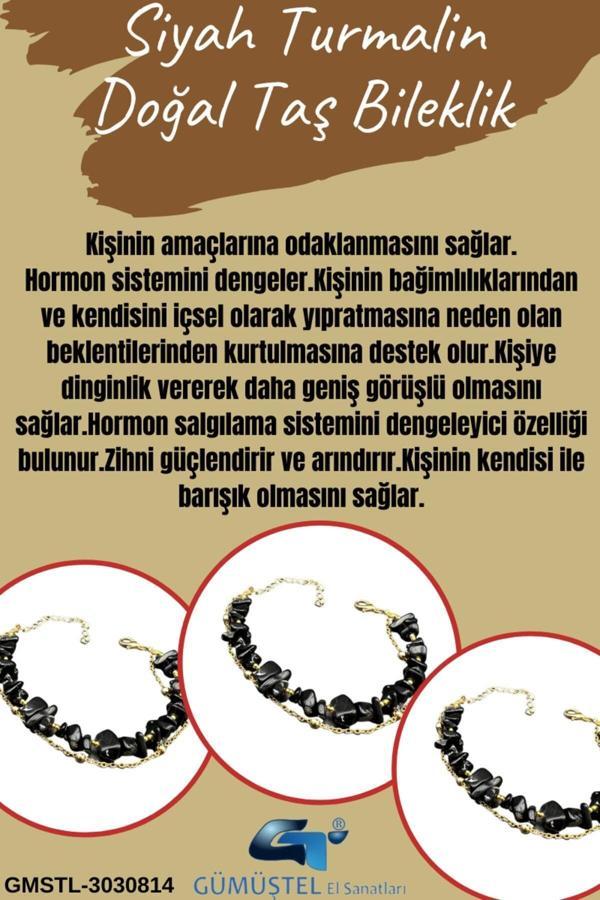 Sertifikalı Siyah Turmalin Doğal Taş Bileklik Özel Tasarım - Image 1