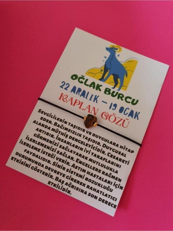 Sertifikalı Oğlak Burcu Kaplan Gözü Doğal Taşlı Ip Burç Bilekliği - Image 1