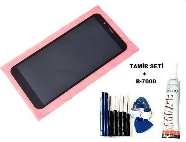 Tkgz Huawei Y7 2018 Lcd Ekran Dokunmatik (B-7000+Tamir Seti) SİYAH - Image 1