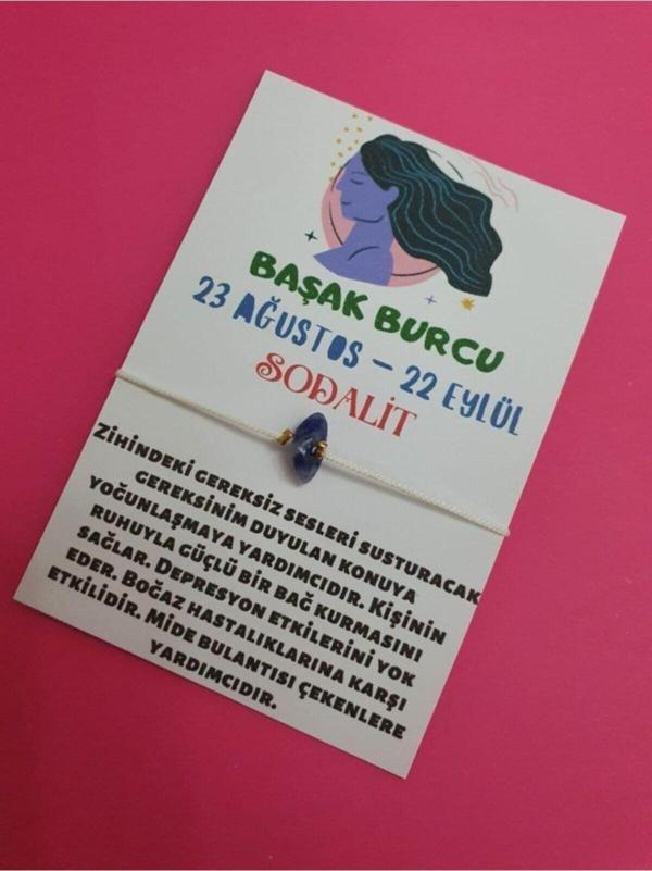 Başak Burcu Sodalit Doğal Taşlı Ip Burç Bilekliği - Image 1