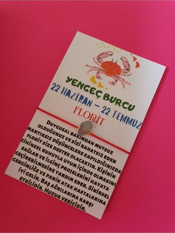 Yengeç Burcu Florit Doğal Taşlı İp Burç Bilekliği - Image 1